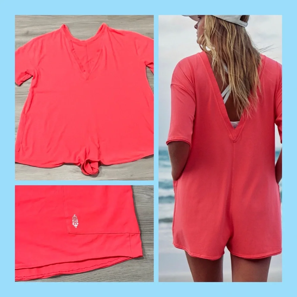 Free People, Size Large, HOT SHOT, Romper, Electric Sunrise, Short Sleeve, NWT! - Picture 2 of 15